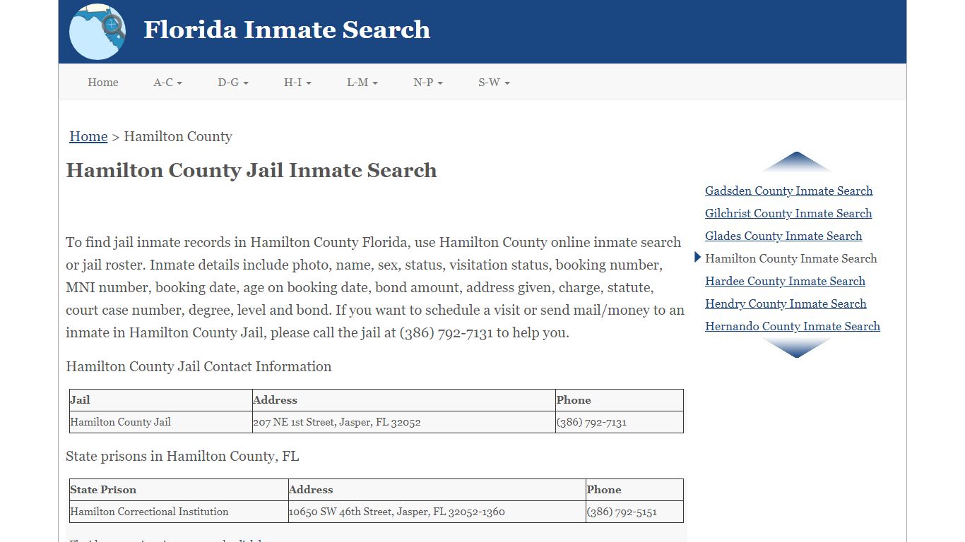 Hamilton County Jail Inmate Search